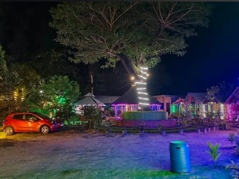 Seashore Beach Camp at night