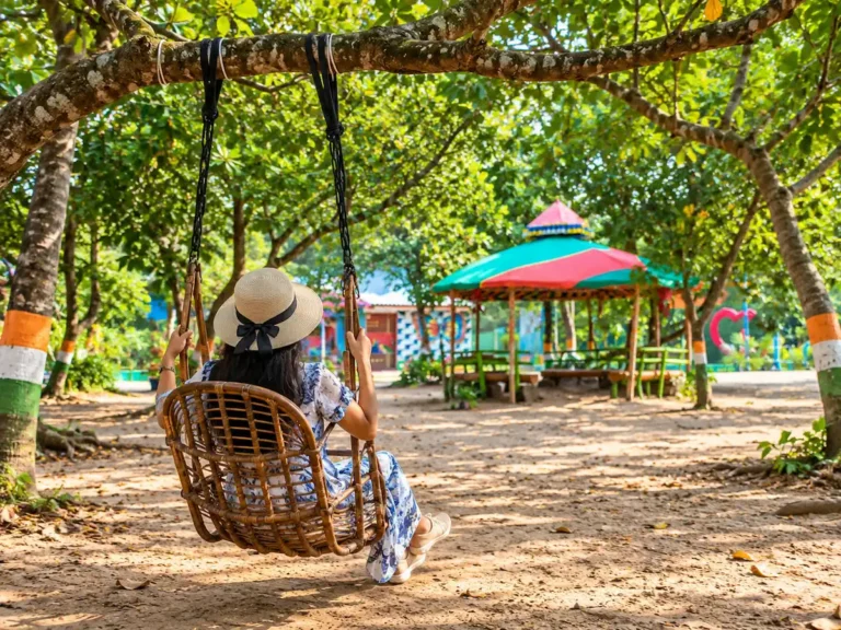 Guest enjoying a swing at Guest & Rest, Bagda Sea Beach