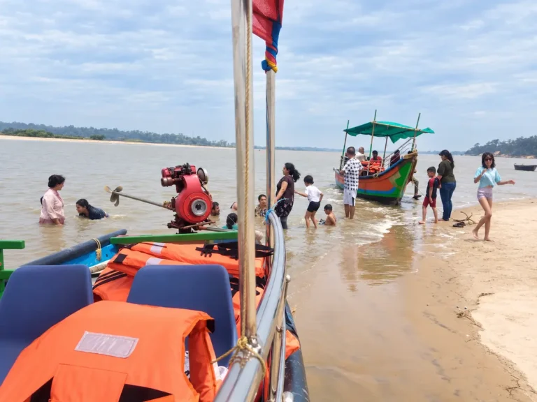 Visitors enjoying a boat ride at Parikhi